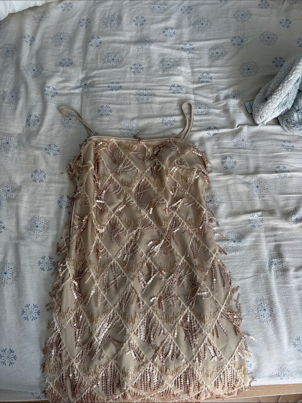 Beaded Champagne Sequin Slip Dress